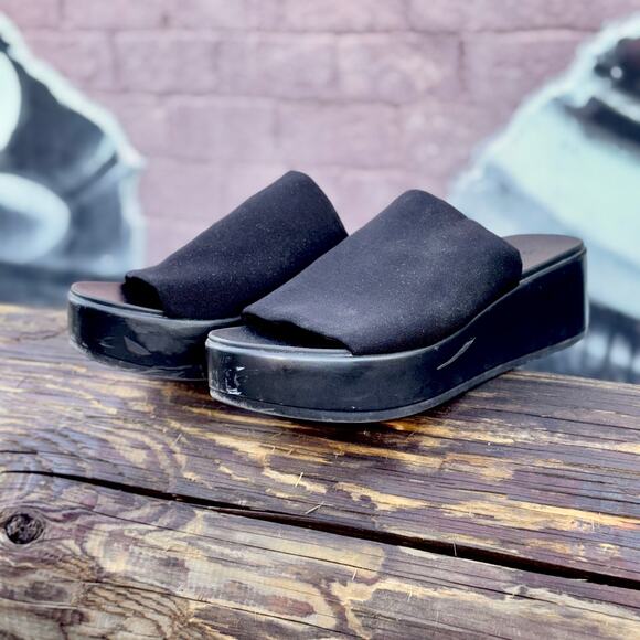 Y2K Bebe Black Platform Slides Size 10 - Picture 1 of 5
